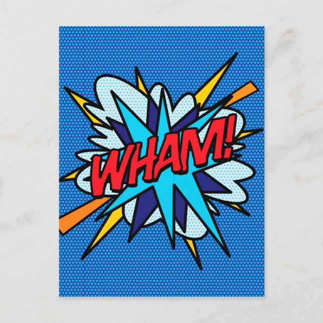 POSTAL ARTE POP DE CÓMIC RETRO DIVERTIDO DE WHAM (Anverso)