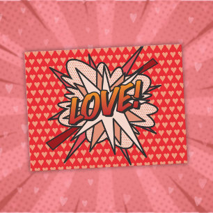 Postal Arte Pop de Cómic Retro Divertido del AMOR