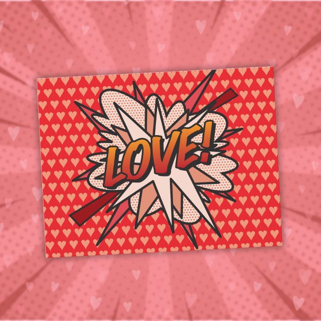 Postal Arte Pop de Cómic Retro Divertido del AMOR (LOVE Fun Retro Comic Book Pop Art Postcard)