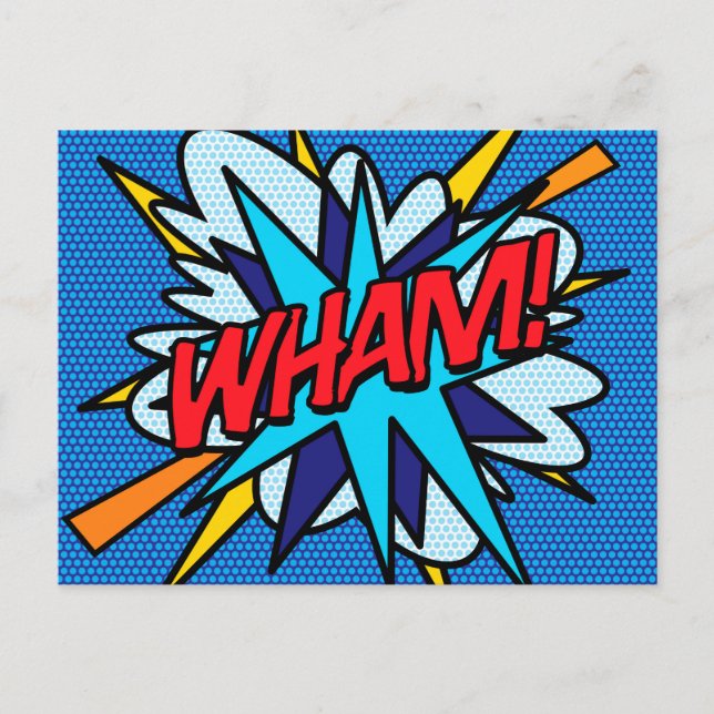 Postal Arte Pop de Cómic Retro Divertido WHAM (Anverso)
