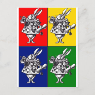 Postal Arte pop de conejo blanco