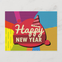 Postal Arte pop de estilo retro Feliz año nuevo