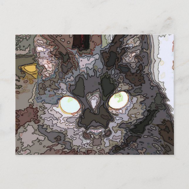Postal Arte pop de gato negro (Anverso)
