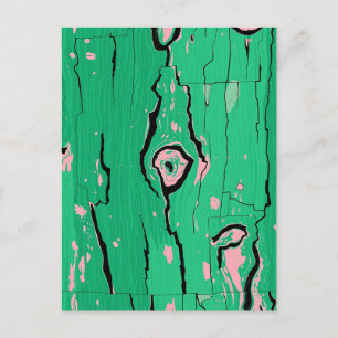 Postal Arte Pop de Grano de Madera Abstracto Corteza Verd
