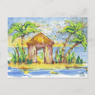 Postal Arte pop de hut tropical