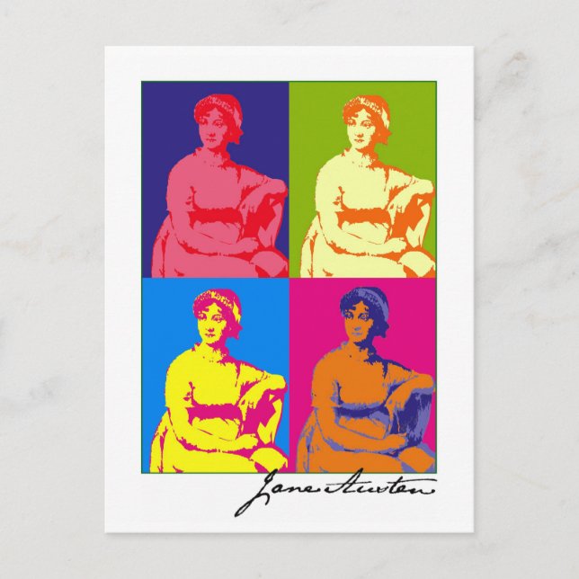 Postal Arte pop de Jane Austen (Anverso)