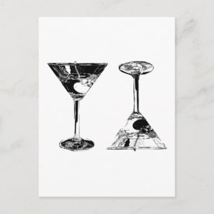 Postal Arte pop de Martinis Blanco y Negro