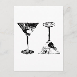 Postal Arte pop de Martinis Blanco y Negro
