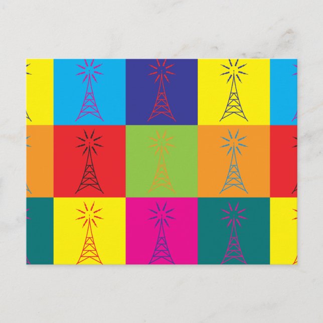 Postal Arte pop de radio amateur (Anverso)