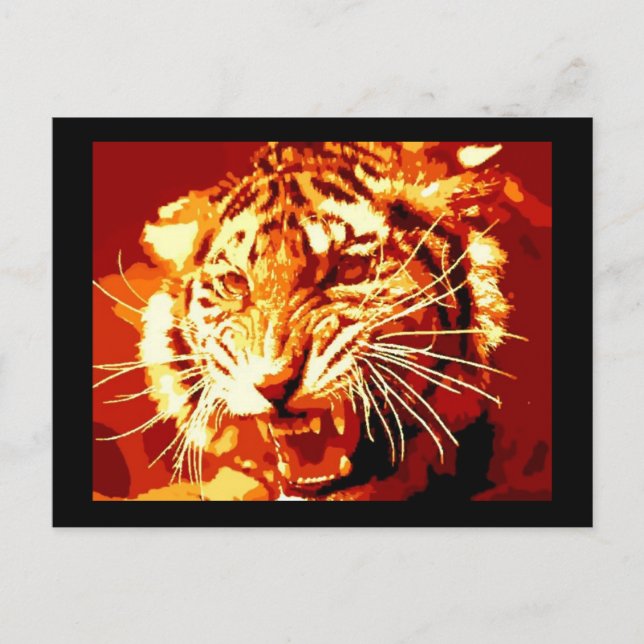 Postal Arte pop de tigres salvajes (Anverso)
