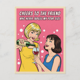 Postal Arte Pop de Vino Divertido Vintage Amiga Mejor