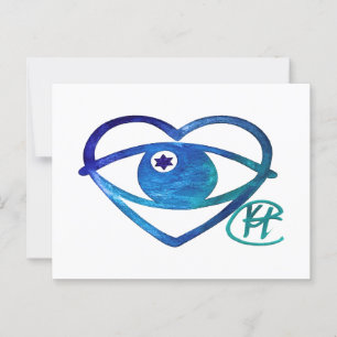 Postal Arte pop del ojo del diablo del corazón