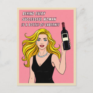 Postal Arte Pop Divertido Vino Vintage Retro Humor 