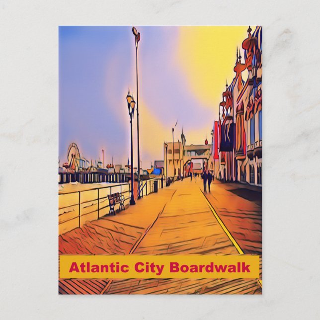 Postal Arte pop en la playa de Atlantic City (Anverso)