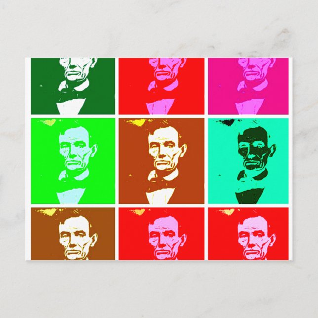 Postal Arte pop .esque Abraham Lincoln (Anverso)