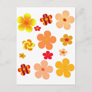 Postal Arte pop floral naranja
