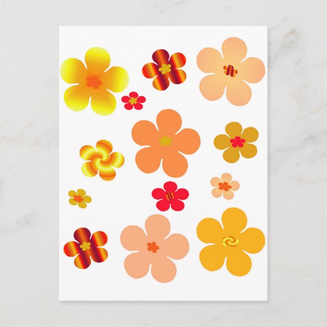 Postal Arte pop floral naranja (Anverso)