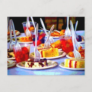 Postal Arte Pop Food Postres Tarta Tenedores Colorido