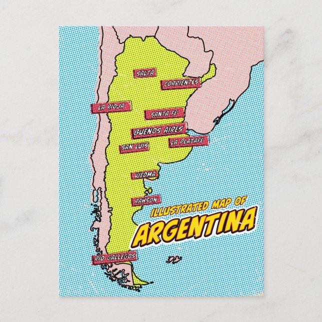 Postal Arte Pop Ilustrado Argentina  (Anverso)