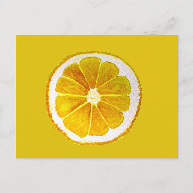 Postal Arte pop limón amarillo fruta de la fuente de agua (Anverso)