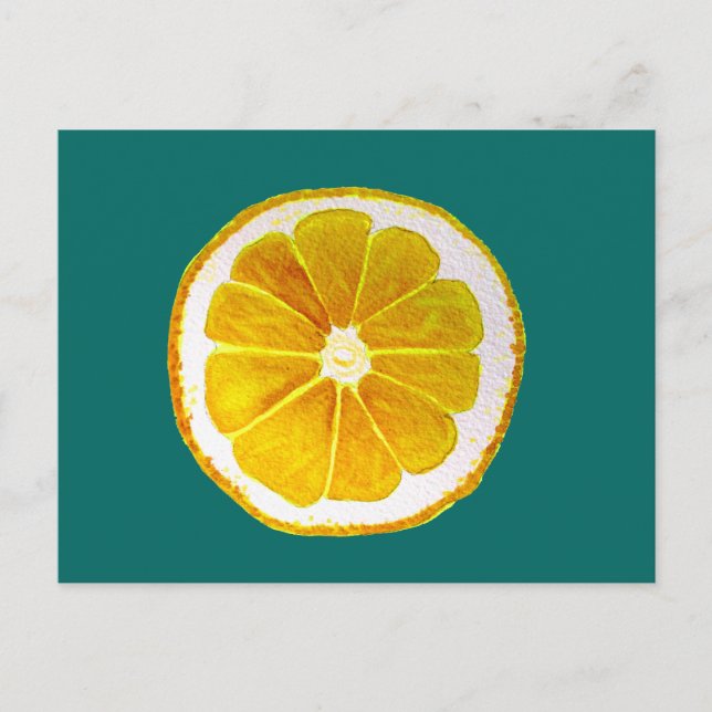 Postal Arte pop limón amarillo fruta de la fuente de agua (Anverso)