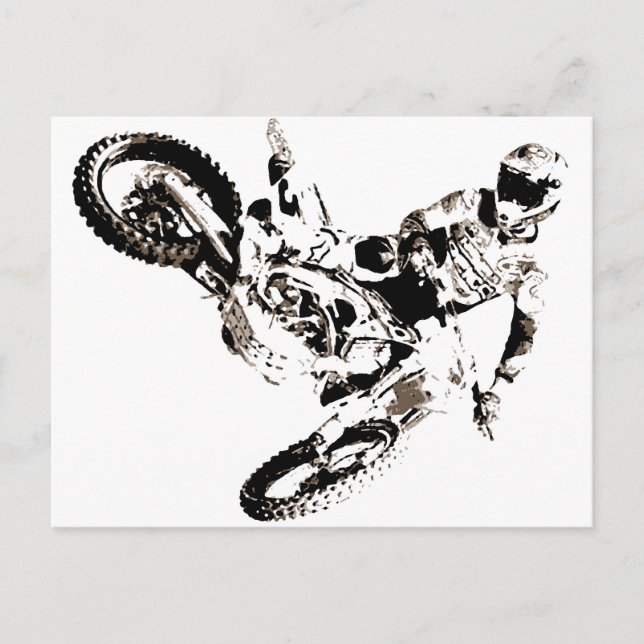 Postal Arte Pop Motocross Deporte Motocicleta (Anverso)