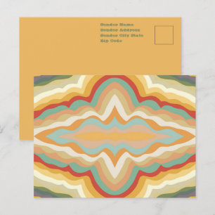 Postal Arte Pop Retro Abstracto Patrón Geométrico Ondulad