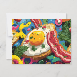 Postal Arte pop vibrante Resumen patrón de huevos y tocin
