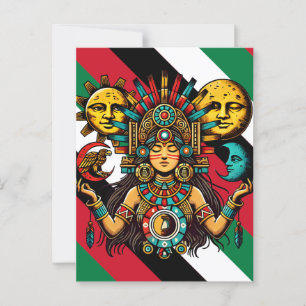 Postal Arte popular azteca indio woMan princesa luna de s