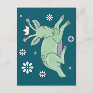 Postal Arte popular de ciervo alienígena Ciervo verde c