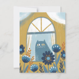Postal Arte popular moderno de gato pastel