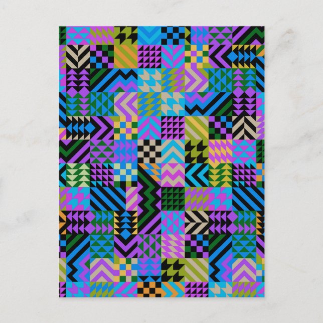 Postal Arte Popular Tribal - Azul (Anverso)