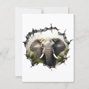 Postal Arte por ruptura de pared de elefante 3D - Safari