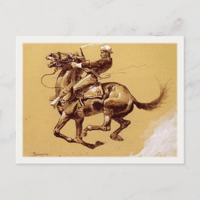Postal Arte Postcard Con Pintura Frederic Remington (Anverso)