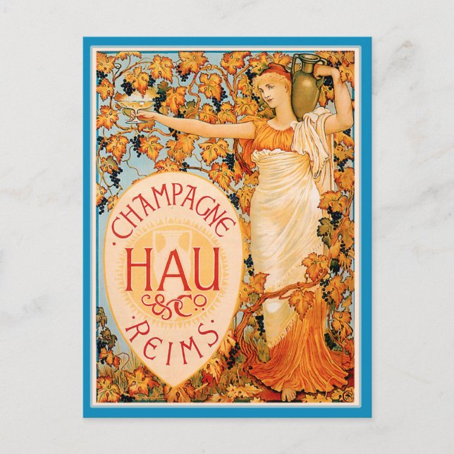 Postal Arte Poster Art Nouveau de Champagne (Anverso)