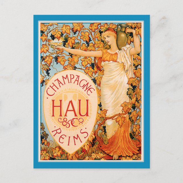 Postal Arte Poster Art Nouveau de Champagne (Anverso)