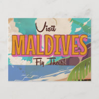Arte poster de viajes de las islas Maldivas.