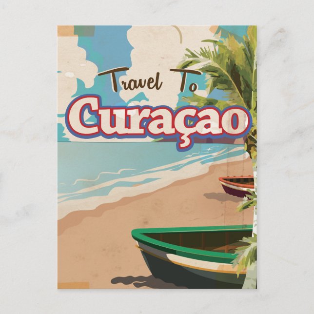 Postal Arte poster de viajes vintage de Curaçao. (Anverso)