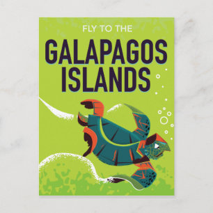 Postal Arte poster de viajes vintage de las Islas Galápag