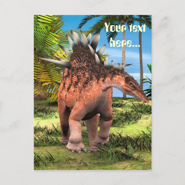Postal Arte prehistórico de Kentrosaurus Dinosaurio Jungl (Anverso)