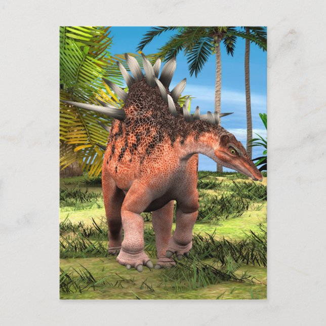 Postal Arte prehistórico de Kentrosaurus Dinosaurio Jungl (Anverso)
