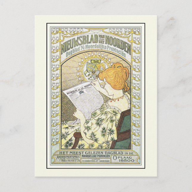 Postal Arte publicitario de época: periódico holandés (Anverso)
