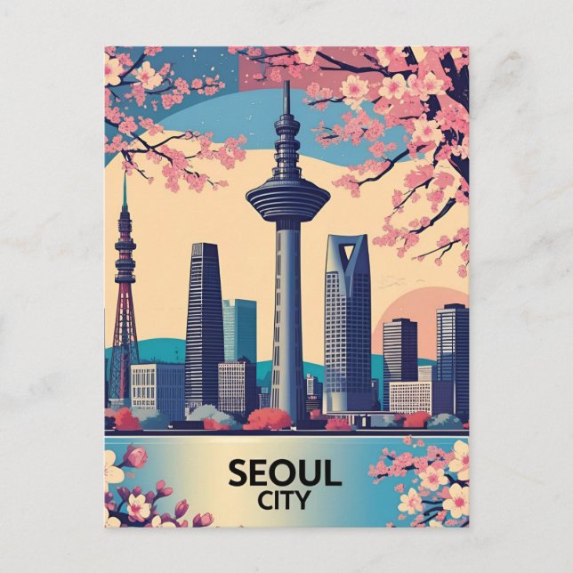 Postal Arte Retro del Moderno Horizonte de la Ciudad de S (Anverso)