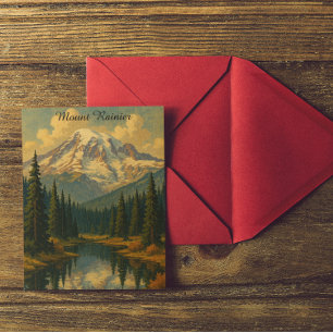 Postal Arte retro del parque nacional del Monte Rainier