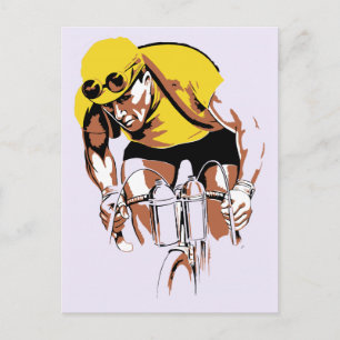 Postal Arte retro en el campo de ciclismo