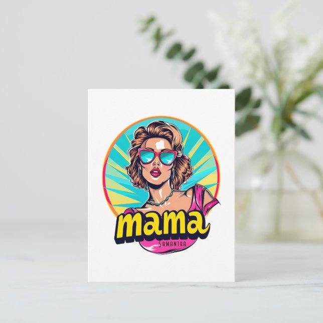 Postal Arte Retro Mama Pop Personalizado (3) (Anverso de pie)