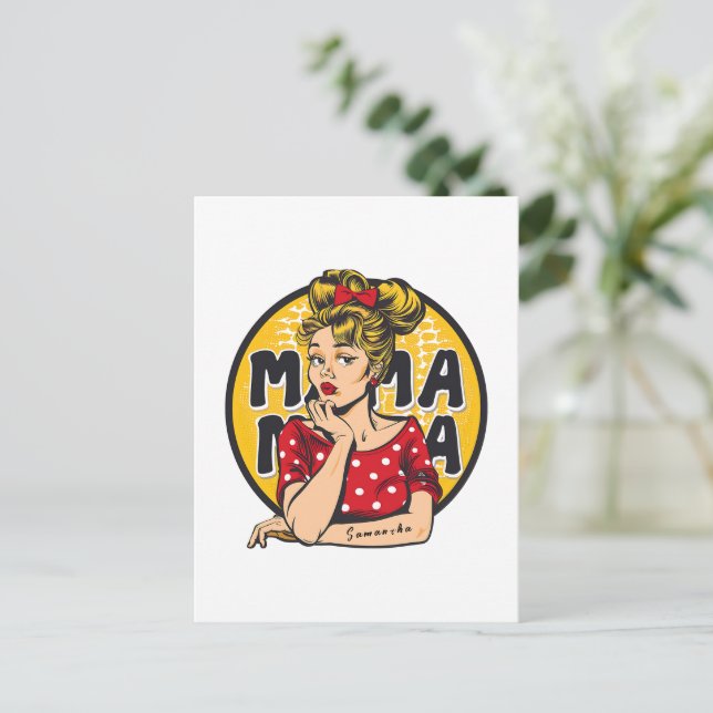 Postal Arte Retro Mama Pop Personalizado (4) (Anverso de pie)