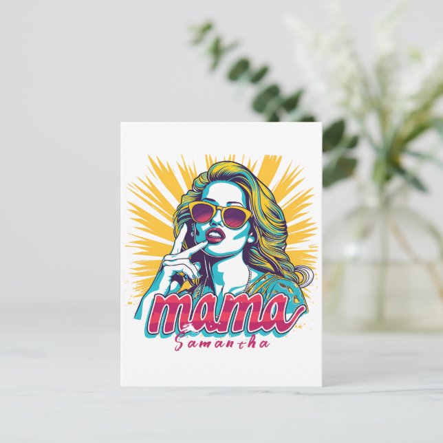 Postal Arte Retro Mama Pop Personalizado (5) (Anverso de pie)