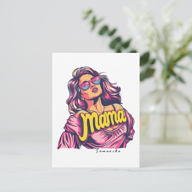 Postal Arte Retro Mama Pop Personalizado (6) (Anverso de pie)