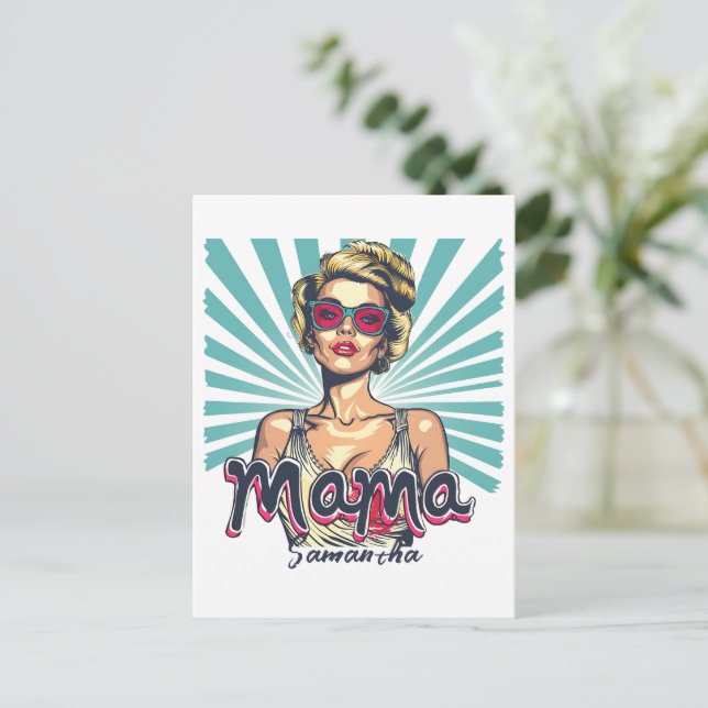 Postal Arte Retro Mama Pop Personalizado (7) (Anverso de pie)